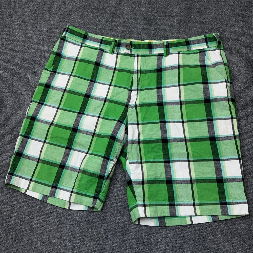 Loudmouth Golf Shorts Men's 40 Green Plaid Neon Novelty Chino 10.5"
